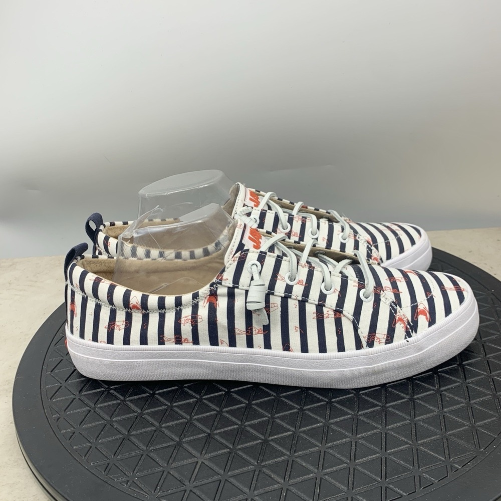 Sperry x Jaws Sneakers Women Size 12 Shoes Blue White Striped Printed Boat‎